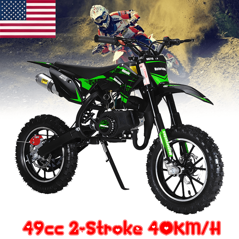 Floseru 49CC 2-Stroke Kids Dirt Bike, Upgraded Gas Dirt Bike for Kids 8-14, Gas Power Motocross, Off Road Mini Motorcycle, Pocket Motorbike with Dual Disc Brakes, Summer Outdoor Adventure Toys