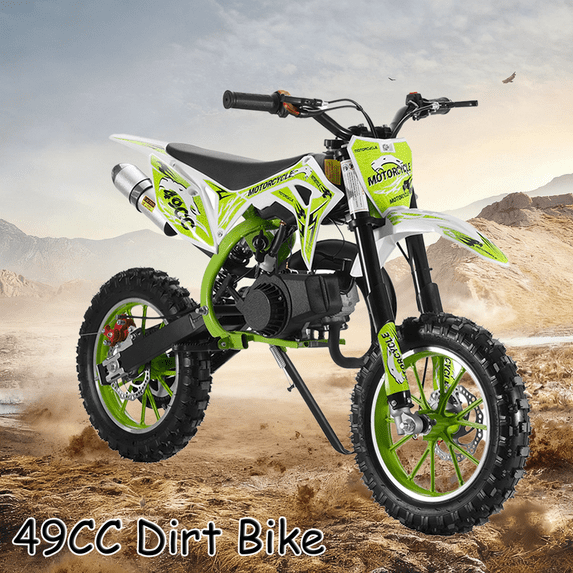 Floseru 49CC 2-Stroke Kids Dirt Bike, Upgraded Gas Dirt Bike for Kids 8-14, Gas Power Motocross, Off Road Mini Motorcycle, Pocket Motorbike with Dual Disc Brakes, Summer Outdoor Adventure Toys