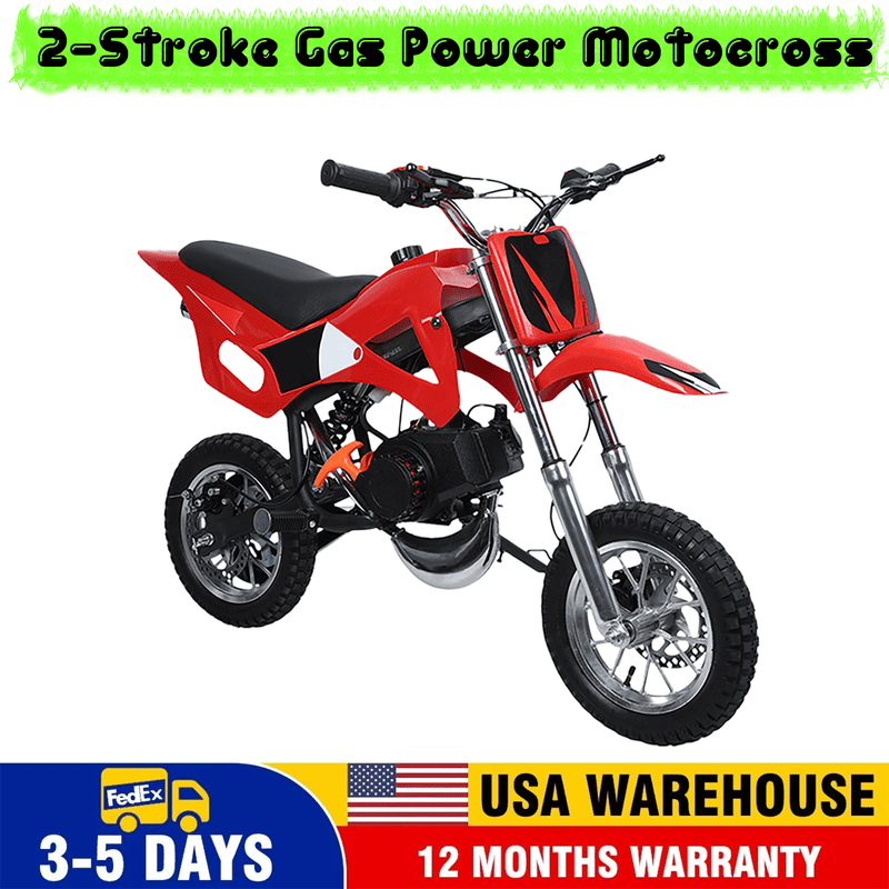 Floseru 49CC Kids Dirt Bike,2-Stroke Gas Powered Off Road Dirt Bike for Kids Gas Power Motocross, Off Road Mini Motorcycle, Children Pocket Motorbike with Dual Front Rear Disc Brakes