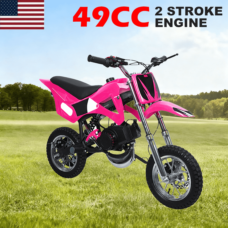 Floseru 49CC Kids Dirt Bike,2-Stroke Gas Powered Off Road Dirt Bike for Kids Gas Power Motocross, Off Road Mini Motorcycle, Children Pocket Motorbike with Dual Front Rear Disc Brakes