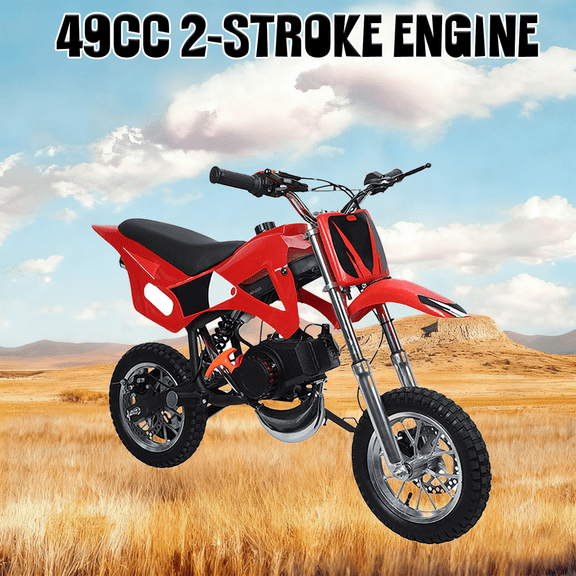 Floseru 49CC Upgrade Mini Dirt Bike for Kid,2-Stroke Off Road Gas Power Motocross,Off-Road Pocket Motorcycle with Front Rear Disc Brakes,Children Trail Pocket Motorbike for Uphill & Up to 40KM/H