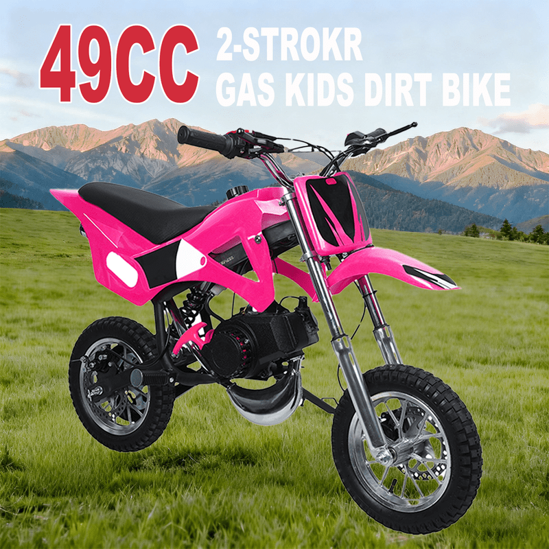 Floseru 49cc 2-Stroke Kids Dirt Bike, Mini Dirt Scooter Bike Pocket, Off Road Gas Power Mini Pocket Motorcycle with Front Rear Disc Brakes, Pocket Gas Motorbike, Racing Max Speed 40km/H