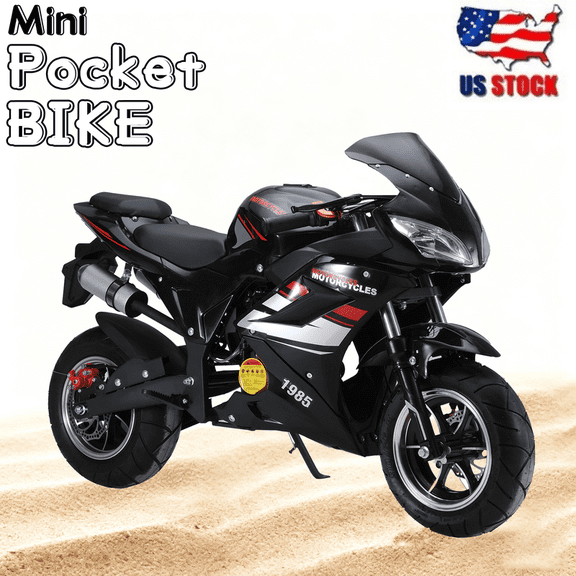 Floseru 49cc 4-Stroke Pocket Bike,Mini Gas Motorbike,Off Road Trail Bike Dual Headlights Rubber Handlebar 1.8L Gas Tank Motorcycle Strong Power 330 LBS Mini Bike Motorcycle