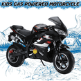 thumbnail image 1 of Floseru 49cc 4 Stroke Pocket Bike Mini Motorcycle for Kids Gas Motorbike With Strong Dual Brake, Racing Max Speed 25MPH, Dual Headlights, 1 of 10
