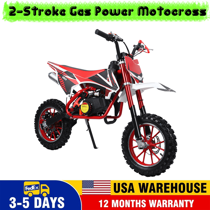 Floseru 49cc Dirt Bike, 2-Stroke Gas Power Motocross Bike for Kids,Off Road Mini Motorcycle Pocket Motorbike with Front Rear Disc Brakes Up to 25 Mph, Weight Support Up to 220 LBS Birthday Gifts