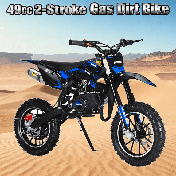 Floseru 49cc Dirt Bike 2-Stroke Kids Dirt Bike Kids Motorcycle Dirt Bike for Kids Gas Power Motocross Off Road Mini Dirt Bike Pocket Motorbike Racing Max Speed 40KM/H with Front Rear Disc Brakes