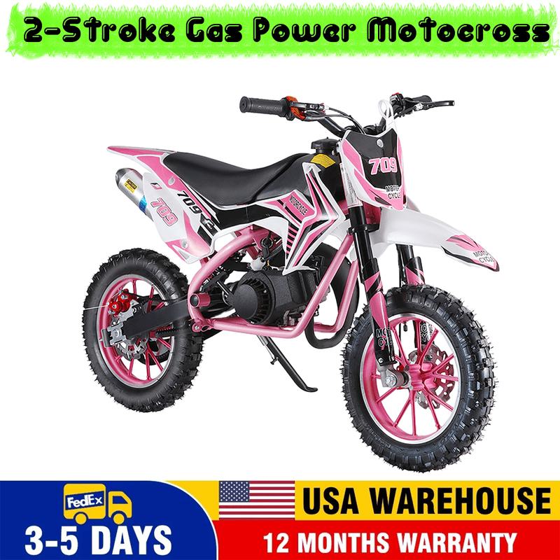 Floseru 49cc Dirt Bike for Kids, 2-Stroke, New Off Road Mini Motorcycle, Gas Power Motocross Bike, Kids Dirt Bike with Front Rear Disc Brakes,Speeds up to 30KM/H