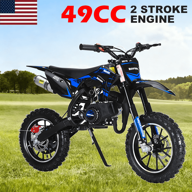 Floseru 49cc Dirt Bike for Kids, Mini Bike Gas Powered Off Road Trail Bike with Speeds up to 25 MPH for Uphill and Off-Road Conditions, 2-Stroke