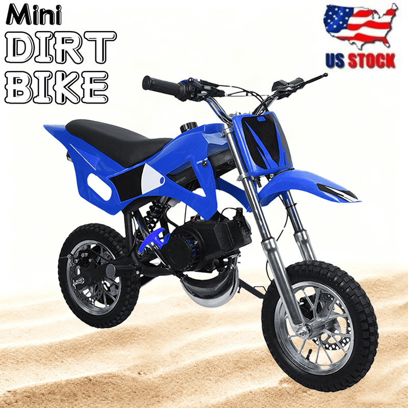 Floseru 49cc Gas Dirt Bike - 2 Stroke Motorcycle with Off-Road Tires, Dual Disc Brakes & Shock Absorbers - Beginner Motocross Bike with Comfort Seat Cushion for Youth Children Riders