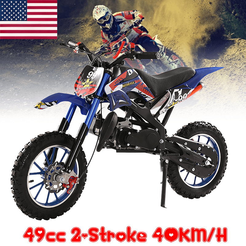 Floseru 49cc Kids Dirt Bike,2-Stroke Gas Dirt Bike, Dirt Bike for Kids 8-14,Gas Power Pocket Rocket Bike,Gas Motorcycle with Front Rear Disc Brakes, Off Road Motorcycle Max Load 220LBS