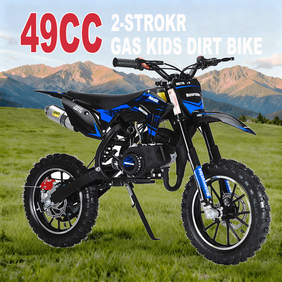Floseru 49cc Kids Dirt Bike, Dirt Bikes for Kids and Adluts, 2-Stroke Mini Bike for Children Pocket Motorbike with Front Rear Disc Brakes,Gas Power Off Road Trail Motorcycle