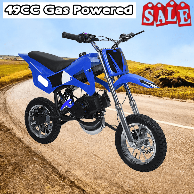 Floseru 49cc Kids Dirt Bike,Mini Bike Gas Power 2-Stroke Off Road Dirtbike with Dual Disc Brakes Shock Absorbing Soft Seat Cushion,Pocket Motocross Motorcycle for Kids 6-14 Speeds Up to 25 MPH