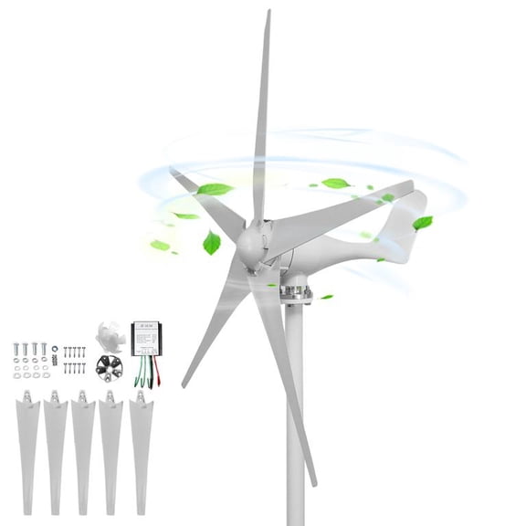 Floseru 5 Blade Wind Power Generator 1200W, Weather-Resistant Wind Turbine with Anti-UV Coating, 800RPM Rated Speed, for Factory Home Use, 45 x 25 x 21 Inch