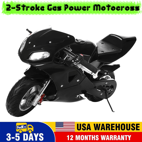 Floseru 50CC Kids Motorcycle Gas Powered Pocket Bike with 1.25L Tank, 2-Stroke Mini Motorcycles with Dual Headlights Brakes Rubber Handlebar, Kid Toy Motorcycle Pit Bike Ages 8-14