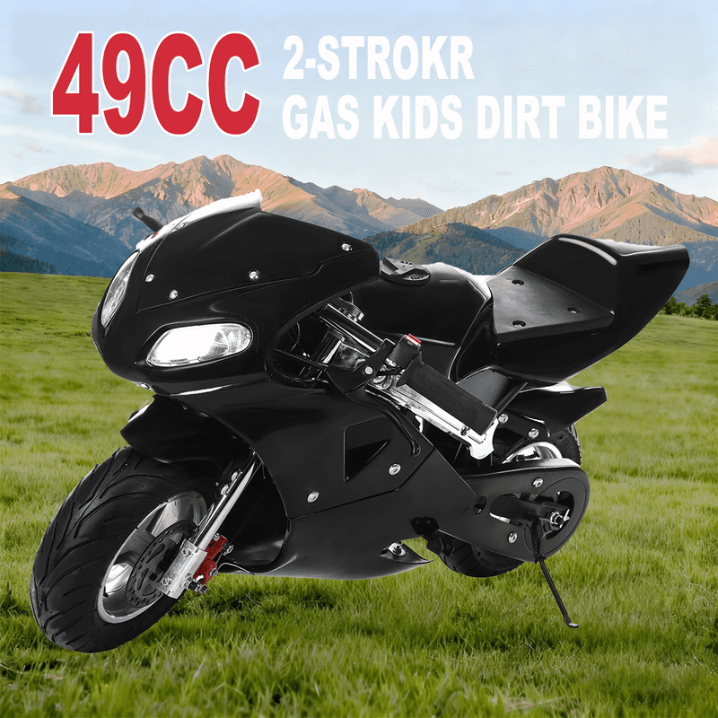 Floseru 50cc 2-Cycle Gas Pocket Bike, Mini Motorbike with Disc Brakes, Pocket Mini Bike for Kids 8+, Powerful Headlights and Grip-Friendly Handlebar, Birthday for Boys