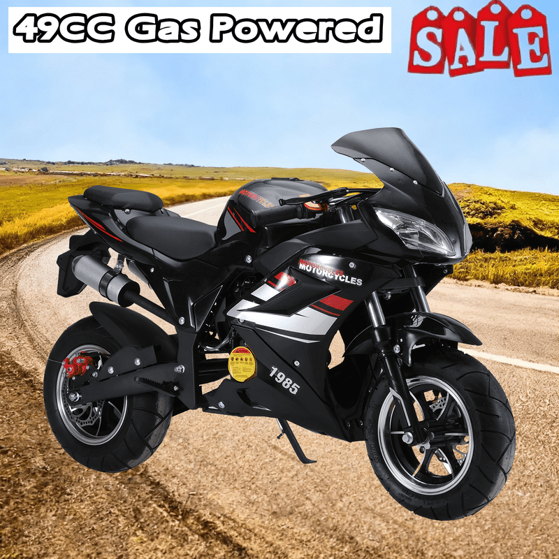 Floseru 50cc Dirt Bike, 4-Stroke Kids Motorcycle, 40KM/H Gas Powered Road Racer, Dual Headlights Hydraulic Disc Brakes, Street/Backyard Motor Bike for Ages 8-14