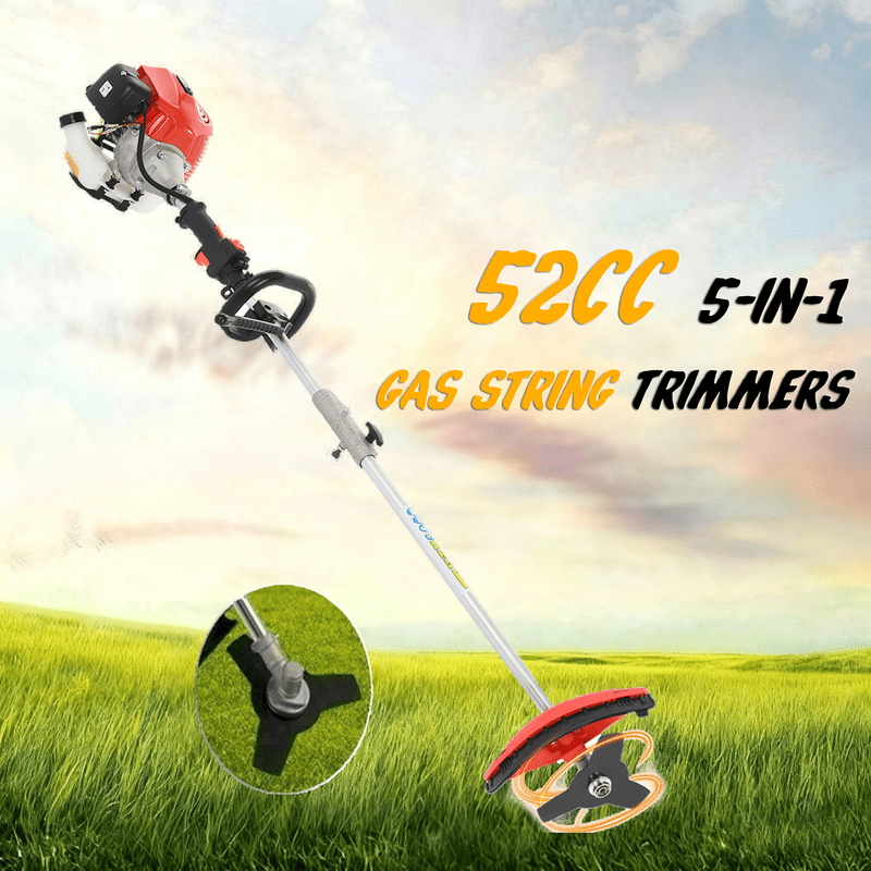 Floseru 52CC 2-Stroke Gas Weed Eater, 5 in 1 Gas String Trimmer, High Power Weed Wacker Gas Powe, Upgraded Brush Cutter Hedge Trimmer, Multi Functional Trimming Tools for Lawn, Yard, Garden