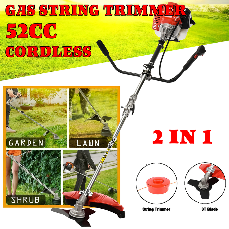 Floseru 52CC 2-Stroke Gas Weed Eater, Gas String Trimmer, Gas Powe Weeds Eater, Weed Wacker Gas, Weed Eater Gas Powe, Gas Trimmer for Lawn Garden Yard