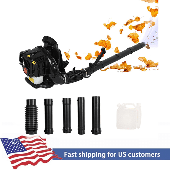 Floseru 52CC Gas Backpack Leaf Blower, 2-Stroke ,550 CFM, 200 MPH , Variable Speed & Cruise Control, Ergonomic Harness, Reduced Emissions, for Fast Yard Cleanup