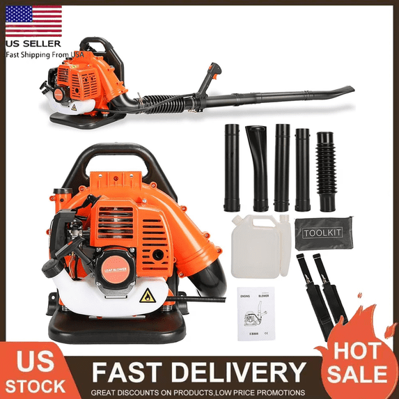 Floseru 52CC Gas Backpack Leaf Blower 2 Stroke Enginee 550CFM 200MPH , 1.7HP ,Ergonomic Harness System,Low Vibration and Cruise Control Powerful Gas Blowers for Lawn Yard Care-Gifts for Dad
