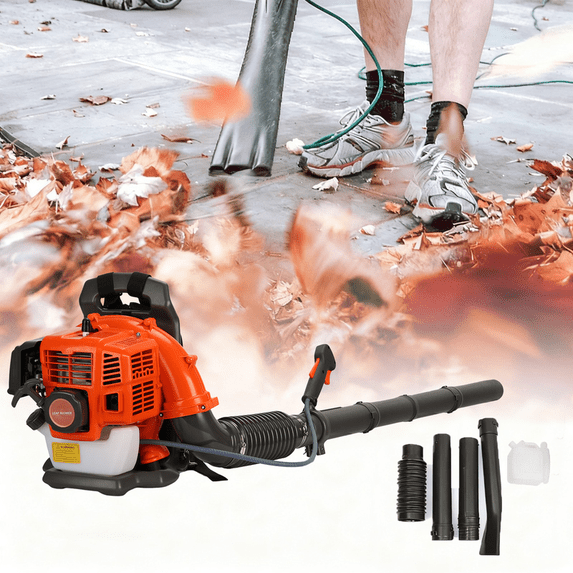Floseru 52CC Gas Leaf Blower, 1.7 HP Backpack Blower with 550 CFM Air Volume and 200 MPH Wind Speed, Powerful 2-Cycle Engine for Heavy-Duty Lawn, Yard, and Parking Lot Cleanup