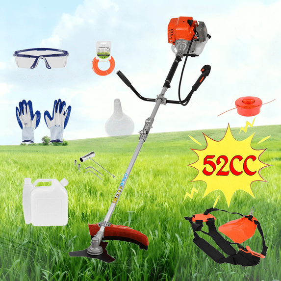 Floseru 52CC Gas Weed Wacker, 2-Cycle 2 in 1 Gas Weed Eater, Upgraded 2.2KW/8500rpm Weed Eater Gas Powered, Multi-Functional Trimming Tool Hedge Brush Cutter Complete Accessories