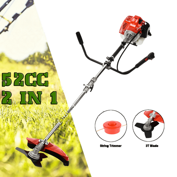 Floseru 52cc 2-Stroke Gas Powe String Trimmer, Weed Wacker, Trimmer and Edger with Multi Accessories, Sharp Blade, Long Rod for Lawn, Garden, Yard, etc