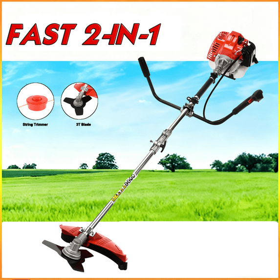 Floseru 52cc Weed Wacker Gas Powe, 2 in 1 Gas String Trimmer/Edger Brush Cutter,Multi Yard Care Tools,Rubber Handle & Shoulder Strap Included, Lightweight Design