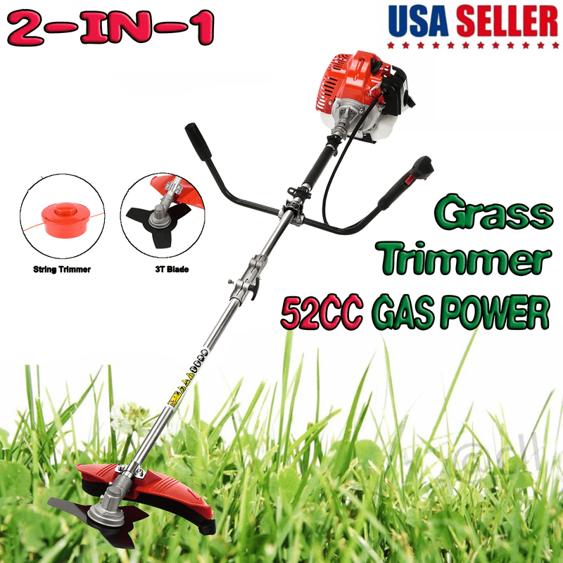 Floseru 52cc Weed Wacker Gas Powe, 2 in 1 Gas String Trimmer/Edger Brush Cutter,Multi Yard Care Tools,Rubber Handle & Shoulder Strap Included, Lightweight Design