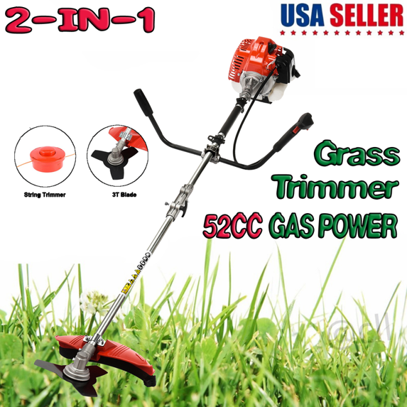 Floseru 52cc Weed Wacker Gas Powe, 2 in 1 Gas String Trimmer/Edger Brush Cutter,Multi Yard Care Tools,Rubber Handle & Shoulder Strap Included, Lightweight Design