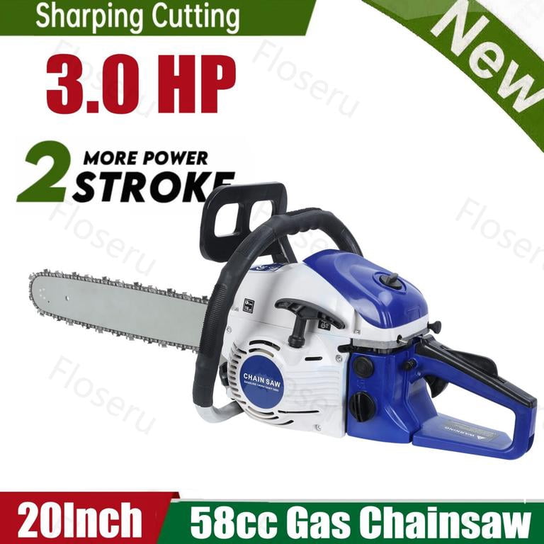 Floseru 58 cc Gas Powered Chainsaw, 20 in Quick-Switch Bars – 550 ml ...