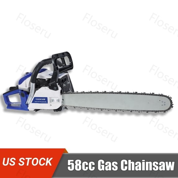 Floseru 58CC 20 Inch 2-Cycle Gas Powered Chainsaw, 8500r/min 3 HP Chainsaw Gas Powered, Low Kickback, Anti-Vibration, Protective Design for Tree Wood Cutting(Red)