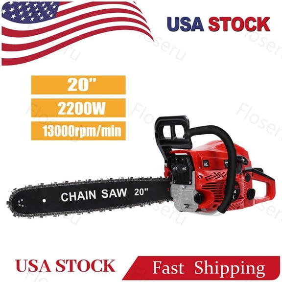 Floseru 58CC Gas Chainsaw 20 Inch 2-Cycle Gas Powered Chain Saws 3 HP Power Chain Saw Cordless Gasoline Powered Chainsaw for Tree Wood Cutting