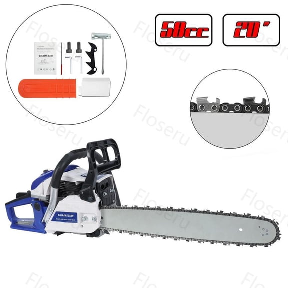 Floseru 58CC Gas Chainsaw with 20-Inch Bar and Chain – Powerful 3HP Engine, Chain Saw for Tree Trimming, Firewood Cutting & Yard Maintenance