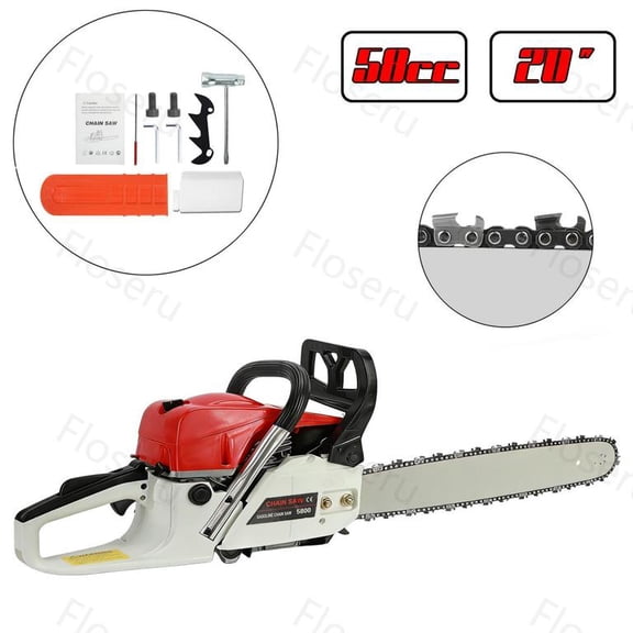 Floseru 58cc Gas Chainsaw 20 Inch Gas Powered Chainsaws 2-Cycle Petrol Handheld Gasoline Chain Saw Power Saws for Cutting Wood Tree Trimming