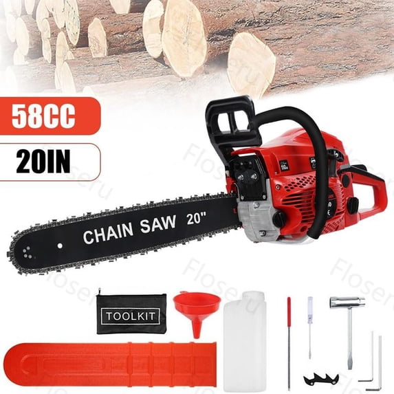 Floseru Gas Powered Chainsaw 20IN 58CC 2-Cycle Gas Chainsaw Cordless Petrol Gasoline Chain Saw for Farm, Garden and Ranch