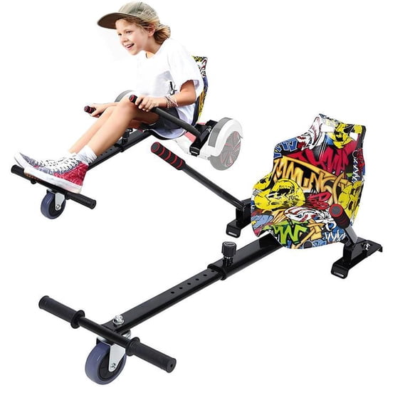 Floseru 6.5-10 Inch Hoverboard Go Kart Camouflage, Seat Conversion Kit with Anti-Slip Pedal, Sturdy Adjustable Frame, for All Ages, 15 x 15 x 30-35 Inch