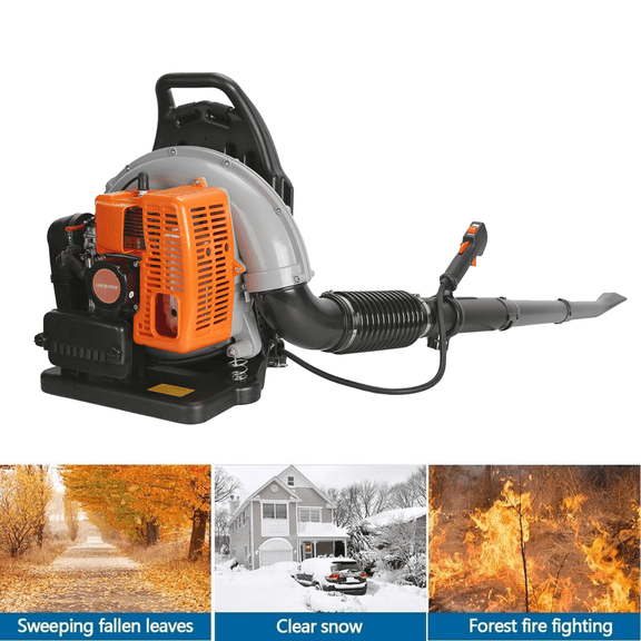 Floseru 63CC Gas Backpack Leaf Blower 2 Cycle Enginee 665 CFM 205 MPH Ergonomic Harness System Low Vibration and Cruise Control Powerful Gas Blowers for Lawn Yard Care-Gifts for Dad