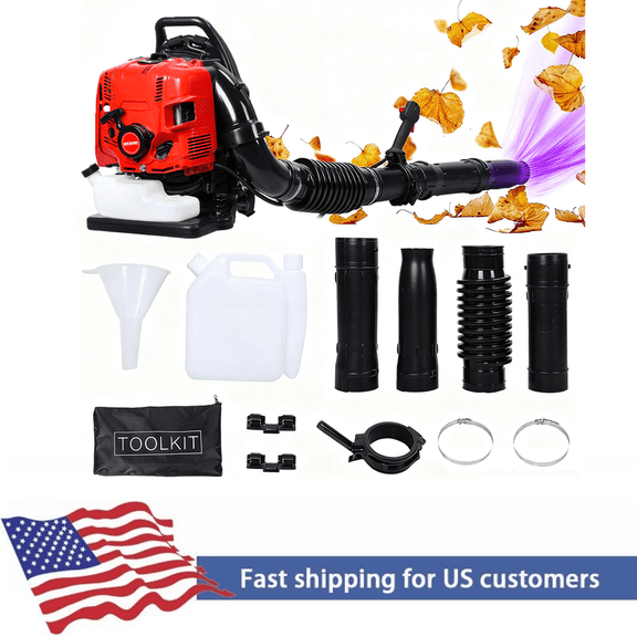 Floseru 75.6CC 900CFM Leaf Blower - 2 Stroke Backpack Gas Powered Leaf Blower, Grass Lawn Blower Air Cooling Gasoline Backpack Grass Blower, Backpack Snow Blower for Garden