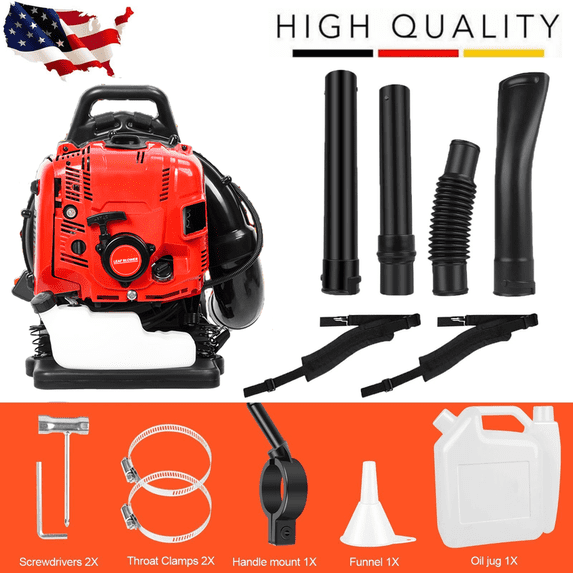Floseru 75.6CC Backpack Gas Powered Leaf Blower 900 CFM 5 HP 4-Cycle Grass Lawn Blower Air Cooling, Low Vibration and Ergonomic Design for Outdoor Gard Yard Cleaning and Snow Removal