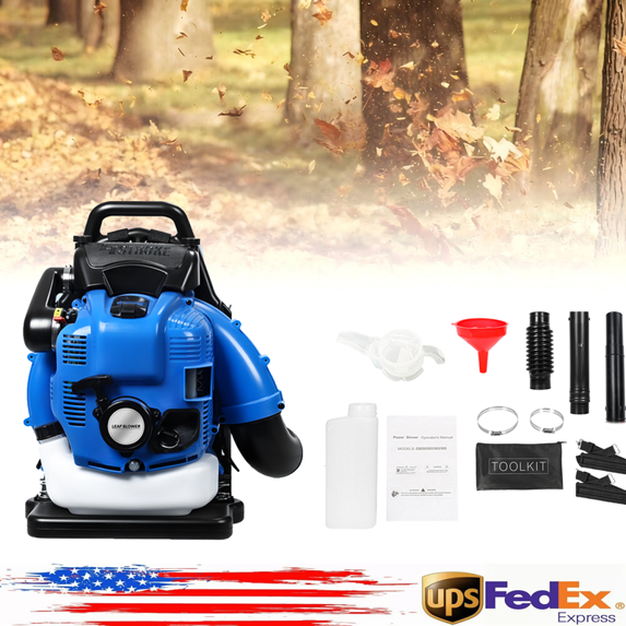 Floseru 75.6CC Gas Backpack Leaf Blower 2 Cycle Enginee 900CFM 210MPH , 3.5HP ,Ergonomic Harness System,Low Vibration and Cruise Control Powerful Gas Blowers for Lawn Yard Care-Gifts for Dad