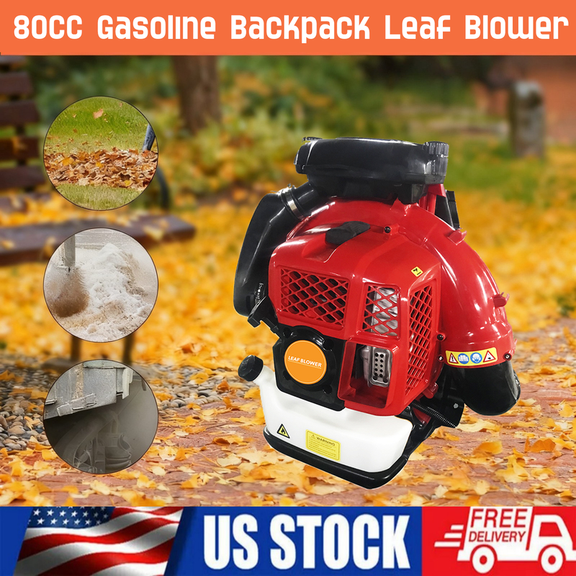 Floseru 80CC Backpack Leaf Blower – Gas Powered 4.8HP 2 Cycle 900CFM 206MPH High Airflow, Ergonomic Design, Low Vibration, and Cruise Control, Leaf Blower for Lawn Care