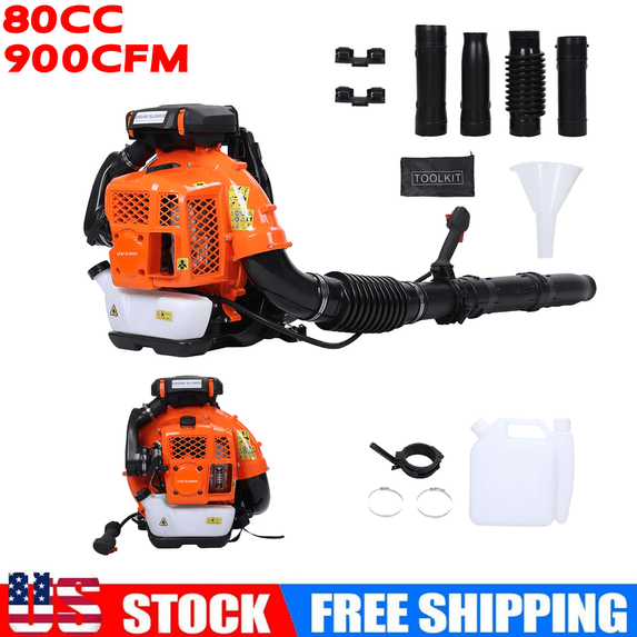 Floseru 80CC Gas Leaf Blower Backpack 900 CFM 206 MPH 2-Cycle Ergonomic Harness System Low Vibration and Cruise Control Powerful Gas Blowers for Lawn Yard Care Gifts for Dad