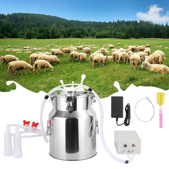 Floseru Automatic Milking Machine for Goats, Full Milk Sensor Shutdown, Livestock-Friendly Pulsation 40-46 CPM, Seamless Interior Bucket, 10 x 10 x 12 Inch