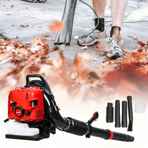 Floseru Backpack Leaf Blower 75.6CC 4 Cycle Backpack Gas Powered Leaf Blower with Fuel Tank, Grass Lawn Blower Air Cooling Gasoline Blower for Sand, Gravel, Snow, Yard, Leafs