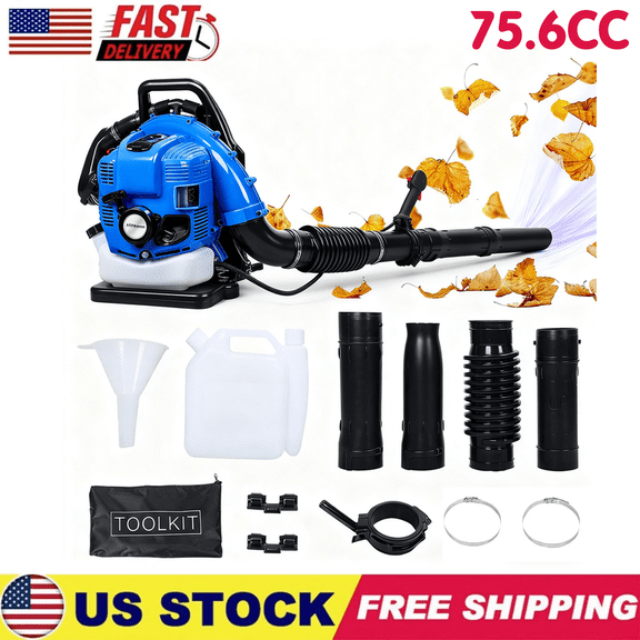 Floseru Backpack Leaf Blower Gas Powered - 75.6CC 900CFM 4 Cycle Backpack Gas Powered Leaf Blower, Grass Lawn Blower Air Cooling Gasoline Backpack Grass Blower, Backpack Snow Blower for Garden