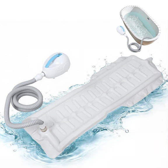 Floseru Bubble Bath Mat for Bathtub, Electric Bubble Generator with Remote, Adjustable Bubble Intensity, Smooth Plastic Surface Easy Clean, for Home Relaxation, 47 x 18 Inch
