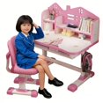 thumbnail image 1 of Floseru Children Learning Desk and Chair Set Pink Desk Set Height Adjustable with Drawers and Storage Compartments Cartoon Learning Desks and Chairs for Girls, 1 of 7