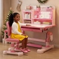 thumbnail image 1 of Floseru Desk for Kids, Kids Desk and Chair Set Height Adjustable for Girls, Kid Study Table and Chair Set with Widened Desktop Storage Drawer, 1 of 7