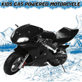 thumbnail image 1 of Floseru Dirt Bike Gas Power Motocros 49cc 2-Stroke Pocket Rocket Motorcycle, Mini Motorcycle, Gas Pocket Motorbike with Front Rear Disc Brakes, Racing Max Speed 20MPH, Dual Headlights, 1 of 10